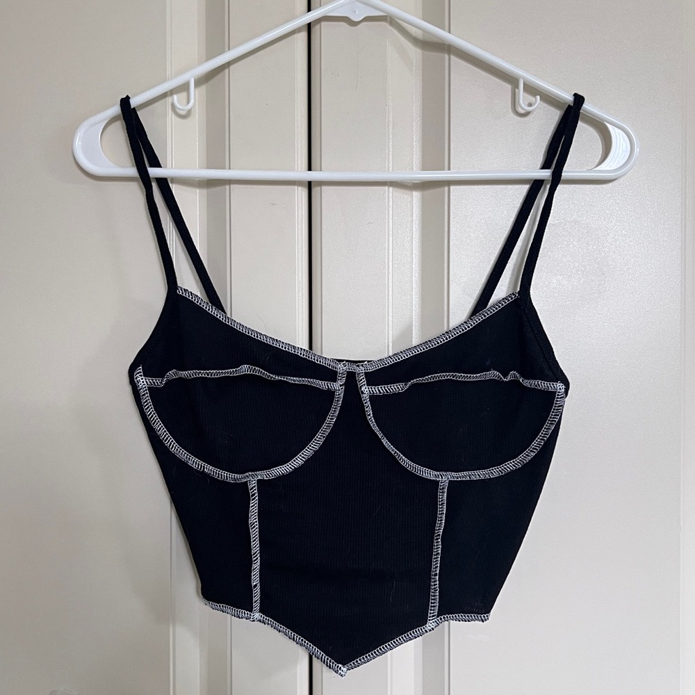 Shein Black Handkerchief Crop Top Size XS